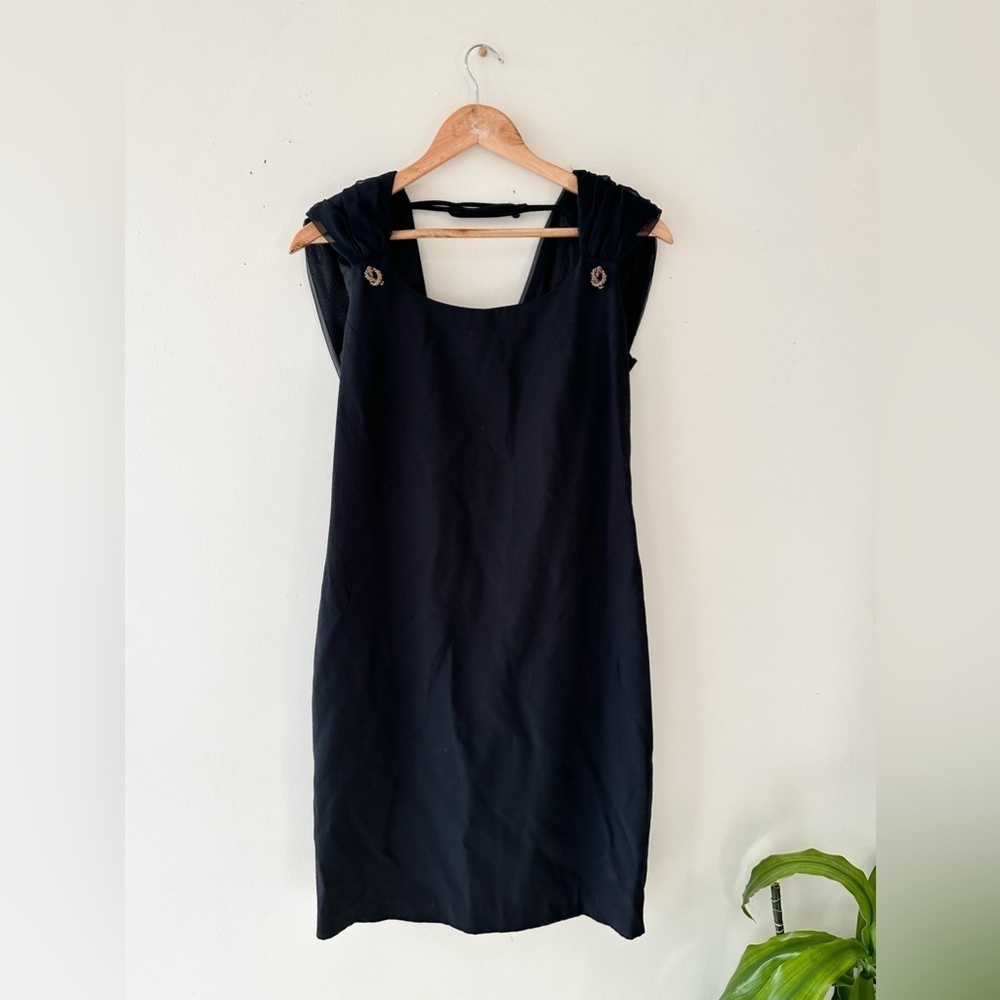Vintage - Emblem- Cowl Back - Knee Length Dress - Black - Size Medium